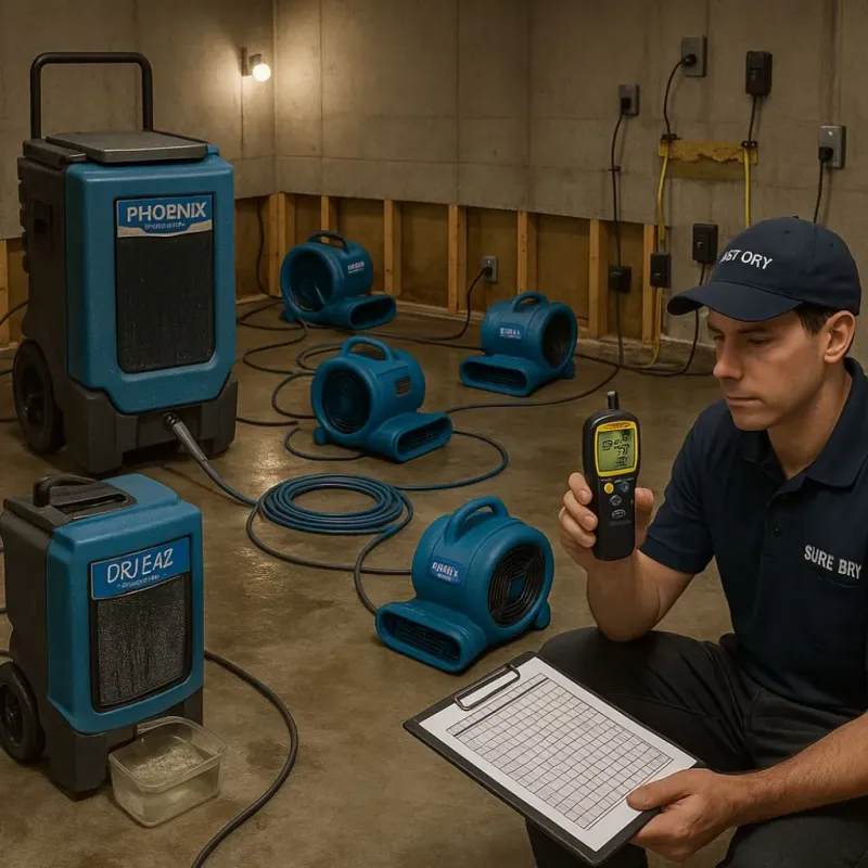 Structural Drying and Dehumidification process in Lake Murray of Richland, SC